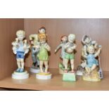 A SET OF SEVEN ROYAL WORCESTER BOY DAYS OF THE WEEK FIGURES, comprising Monday 3519, Tuesday 3534,