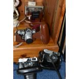 A GROUP OF VINTAGE CAMERAS, to include a Canon Canonet camera 1483718 with original box and