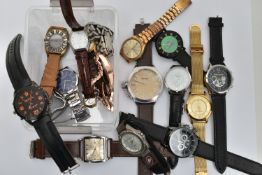 A BOX OF ASSORTED GENTS WRISTWATCHES, names to include 'Citron, Predator, Daniel Hechter, Pulsar,