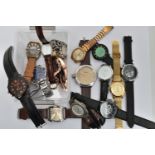 A BOX OF ASSORTED GENTS WRISTWATCHES, names to include 'Citron, Predator, Daniel Hechter, Pulsar,