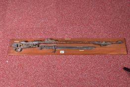 A WWI ERA RELIC OF A GERMAN RIFLE &BAYONET, this is a G-98 Mauser rifle and a M1895 Butcher