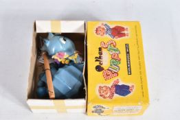 A BOXED PELHAM SL63 BLUE SEAHORSE PUPPET, version with wooden bead tail, appears complete and in