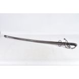 AN EARLY TWENTIETH CENTURY SWORD WITH METAL SCABBARD, there are no markings on the blade or