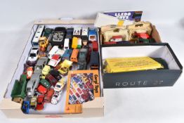 THREE BOXES OF PLAYWORN CORGI, DINKY AND LLEDO, to include a Corgi Jeep FC-150 no. 470, in blue, a