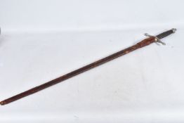 A ROYAL SCOTS FUSILIERS CRUCIFORM HILTED SWORD, the sword has vines and thistles engraved on to it
