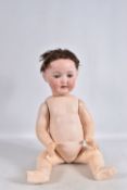 A MENGERSGEREUTH PORZELLANFABRIK BISQUE HEAD DOLL, nape of neck marked 'PM 924 Germany 14', fixed