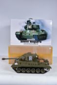 A BOXED HENG LONG SQS 1/16 SCALE RADIO CONTROLELD SNOW LEOPARD BATTLE SMOKING TANK, the box features