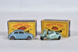 TWO BOXED MATCHBOX SERIES MODEL DIE-CAST VEHICLES, to inlcude a Moko Lesney Volkswagen no. 25, sky