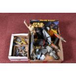 A QUANTITY OF BOXED AND UNBOXED MODERN STAR WARS FIGURES, VEHICLES AND GAMES ETC., to include