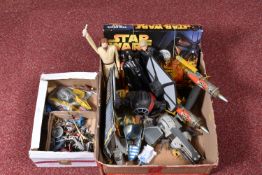 A QUANTITY OF BOXED AND UNBOXED MODERN STAR WARS FIGURES, VEHICLES AND GAMES ETC., to include