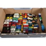 A QUANTITY OF UNBOXED AND ASSORTED DINKY, CORGI, HUSKY AND MATCHBOX DIECAST VEHICLES, to include