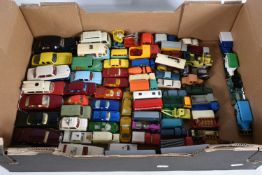 A QUANTITY OF UNBOXED AND ASSORTED DINKY, CORGI, HUSKY AND MATCHBOX DIECAST VEHICLES, to include