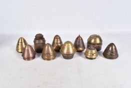 TEN ASSORTED INERT SHELL/BOMB FUSES, these are from various sized shells and are various ages,