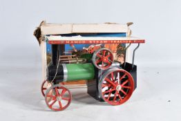 A BOXED MAMOD STEAM TRACTION ENGINE, No.T.E.1a, green body with red, black, cream and bare metal