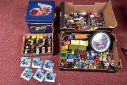 TWO BOXES OF MOSTLY UNBOXED AND PLAYWORN HOT WHEELS, included within the lot are a selection of