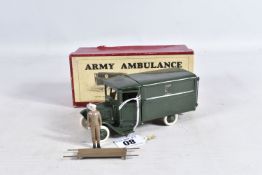 A BOXED BRITAINS R.A.M.C. ARMY AMBULANCE, No.1512, version with square front, Cross decals have been