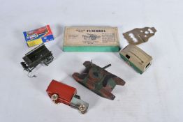 AN UNBOXED TRI-ANG MINIC DELIVERY VAN No.21m, pre-war version with grey cab and red body, missing