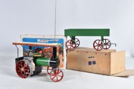 A BOXED MAMOD STEAM TRACTION ENGINE, No.T.E.1a, green body with red, black, cream and bare metal