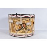 A LARGE NORTH STAFFORDSHIRE REGIMENT DRUM, the drum is from the twentieth century and features a