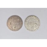 TWO OF 1787 GEORGE III SIXPENCE COINS, with our Semee of Hearts (2)
