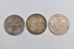 3X GEORGE II SIXPENCE COINS 2X 1757,One 1758