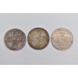 3X GEORGE II SIXPENCE COINS 2X 1757,One 1758