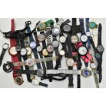 A BOX OF ASSORTED 'SWATCH' WATCHES, to include thirty one 'Swatch' wristwatches and four 'Swatch'