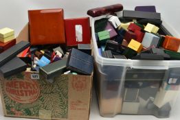TWO LARGE BOXES CONTAINING EMPTY JEWELLERY BOXES, for rings, necklaces, bracelets etc (condition