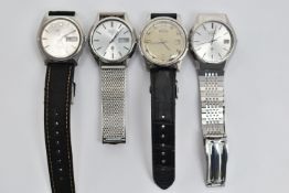 FOUR SEIKO WRISTWATCHES, to include an automatic Seiko Lord Matic 23 jewel wristwatch, silvered dial