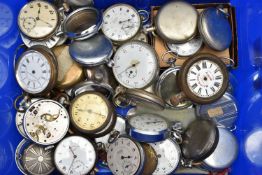A BOX OF ASSORTED POCKET WATCHES AND STOP WATCHES, a boxed 'Fidlay & Co' stop watch, novelty