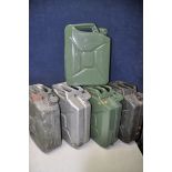 FIVE 20L PETROL CANS