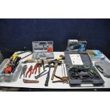 A SELECTION OF TOOLS to include a Bosch CSB-500-RE drill (PAT pass and working), a supajoina system,
