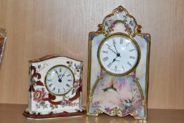 TWO CERAMIC MANTEL CLOCKS, comprising a limited edition Bradford Exchange 'Garden Whispers: Heirloom