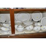 A ROYAL WORCESTER 'GOLD CHANTILLY' PATTERN DINNER SET, comprising eight dinner plates, one meat