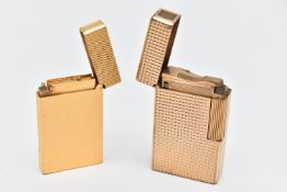 TWO 'S T DUPONT' LIGHTERS, two gold plated rectangular lighters, each signed 'S T Dupont Paris, Made