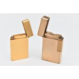 TWO 'S T DUPONT' LIGHTERS, two gold plated rectangular lighters, each signed 'S T Dupont Paris, Made