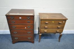 AN EARLY 20TH CENTURY MAHOGANY CHEST OF FIVE GRADUATED DRAWERS, width 57cm x depth 41cm x height