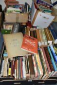 SIX BOXES OF ASSORTED BOOKS, to include maps, AA book of Britain, a collection of 1956 Camera