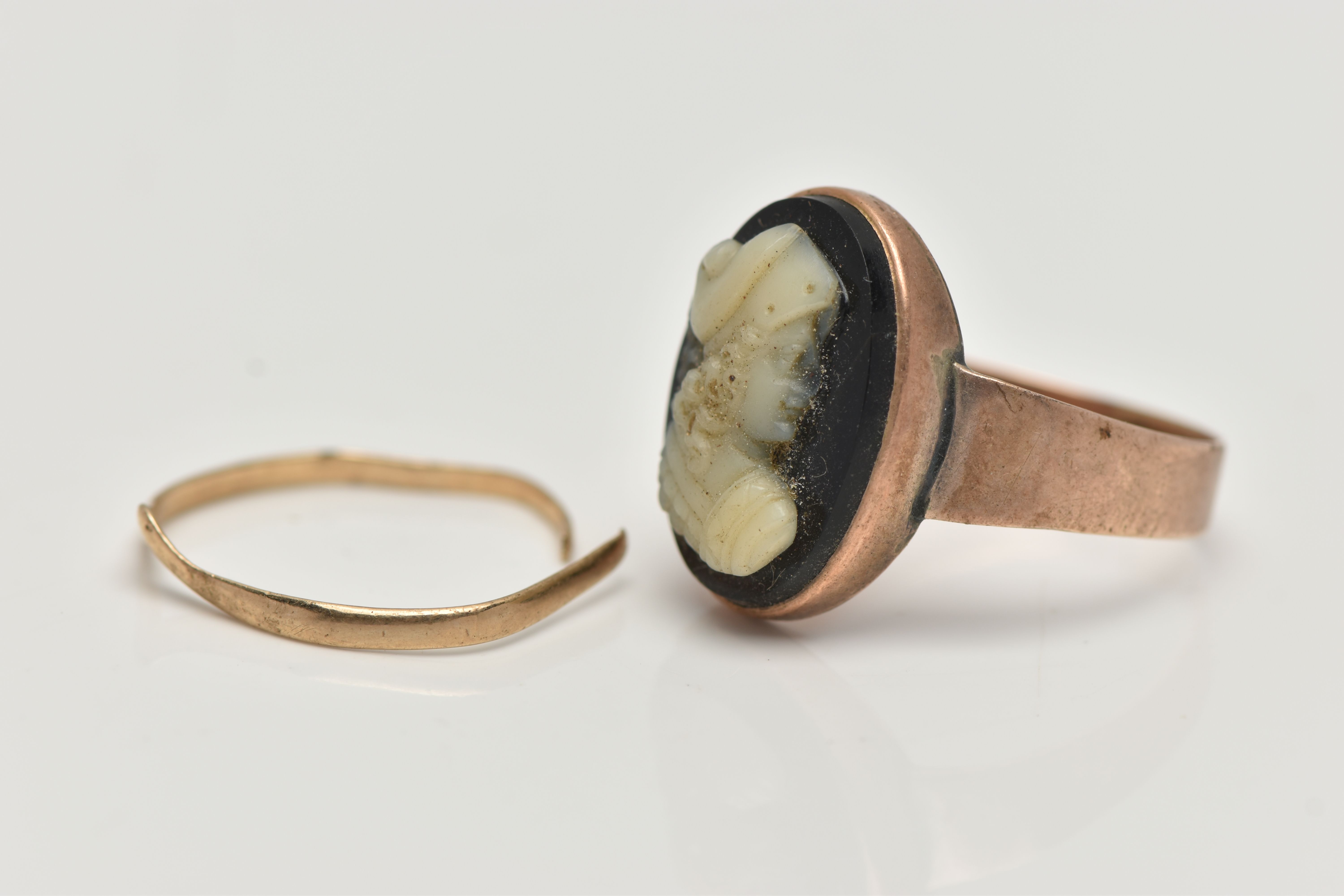 TWO RINGS, the first an AF wishbone ring (damaged with split shank) hallmarked 9ct Birmingham, - Image 3 of 4