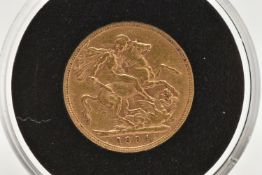A FULL GOLD SOVEREIGN COIN 1894 VICTORIA, old head 7.988 0.916 fine.22.05 mm
