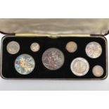 A VICTORIA JUBILEE SPECIMEN SET OF COINS 1887, to include Crown to 3d, 8 coins, all are toned, Crown