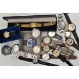 A BOX OF ASSORTED WRISTWATCHES, a selection of watches, names to include 'Emporio Armani, Sekonda,