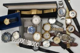 A BOX OF ASSORTED WRISTWATCHES, a selection of watches, names to include 'Emporio Armani, Sekonda,