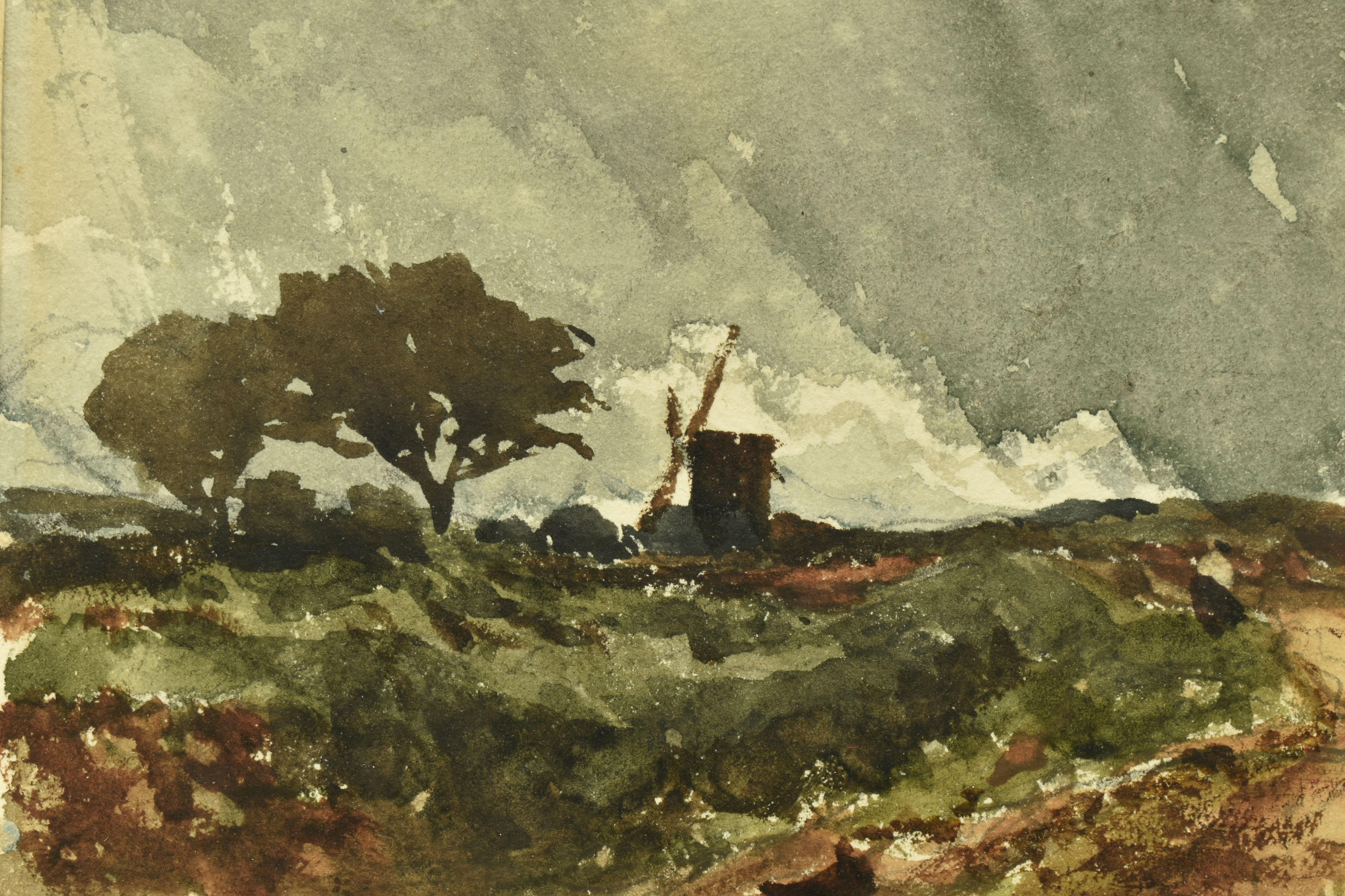 EDMUND MORISON WIMPERIS (1835-1900) STORMY LANDSCAPE WITH WINDMILL, a landscape study with - Image 3 of 5
