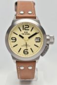 A GENTS BOXED 'TW STEEL' WRISTWATCH, large round cream dial signed 'TW Steel', Arabic twelve, three,