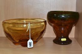 A MID- CENTURY WHITEFRIARS GOLDEN AMBER GLASS BOWL, designed by William Wilson, pattern No. 9335,