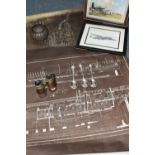 TWO BOXES AND LOOSE US NAVY REPRODUCTION BLUE PRINTS, METAL WARES AND PICTURES, to include a small