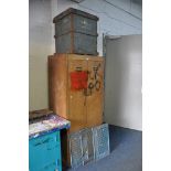 ALUMINIUM DOUBLE DOOR LOCKER, measuring width 76cm x depth 58cm x height 176cm (rust and words