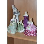 FIVE ROYAL DOULTON AND LLADRO FIGURINES, comprising Royal Doulton Clarissa HN2345, Victoria