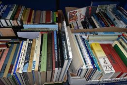 FOUR BOXES OF BOOKS, approximately one hundred and twenty titles in mainly hardback format to